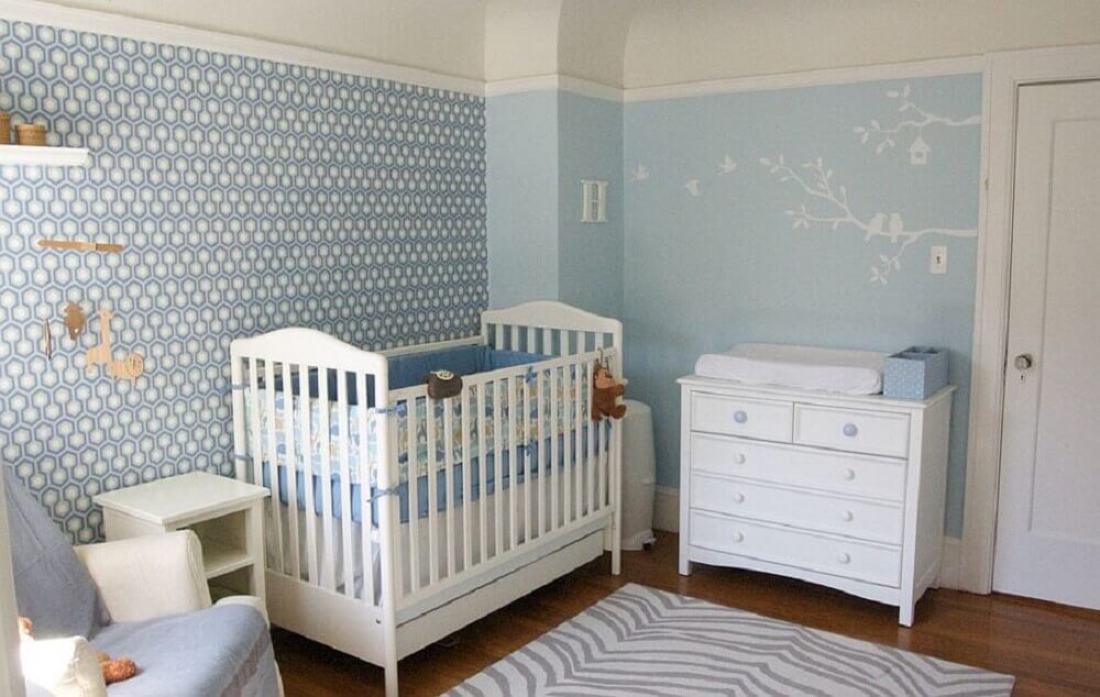 decoração quarto de bebê pequeno masculino azul