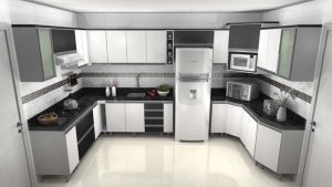 Cozinha preta e branca