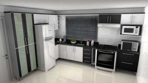 Cozinha preta e branca